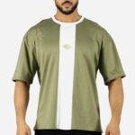 T-shirt vert Oversize avec bande verticale