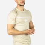 T-shirt slim beige à carreaux
