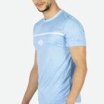 T-shirt bleu ciel à carreaux