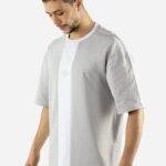 T-shirt gris Oversize avec bande verticale