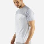 T-shirt gris blanc en coton lycra