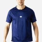 T-shirt de sport bleu avec bandes réfléchissantes