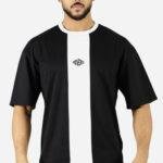 T-shirt noir Oversize avec bande verticale