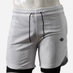 Short de sport blanc 2 en 1 Respirant