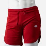 Short de sport rouge 2 en 1 Respirant